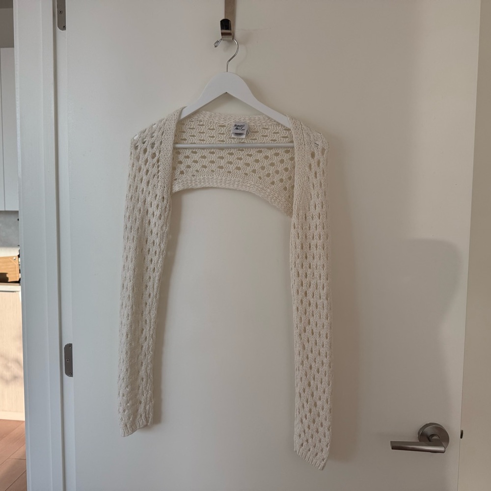 Princess Polly Cream Open Knit Bolero Shrug Sweater SIZE M/L